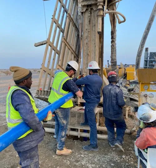 Geologists at a drill site