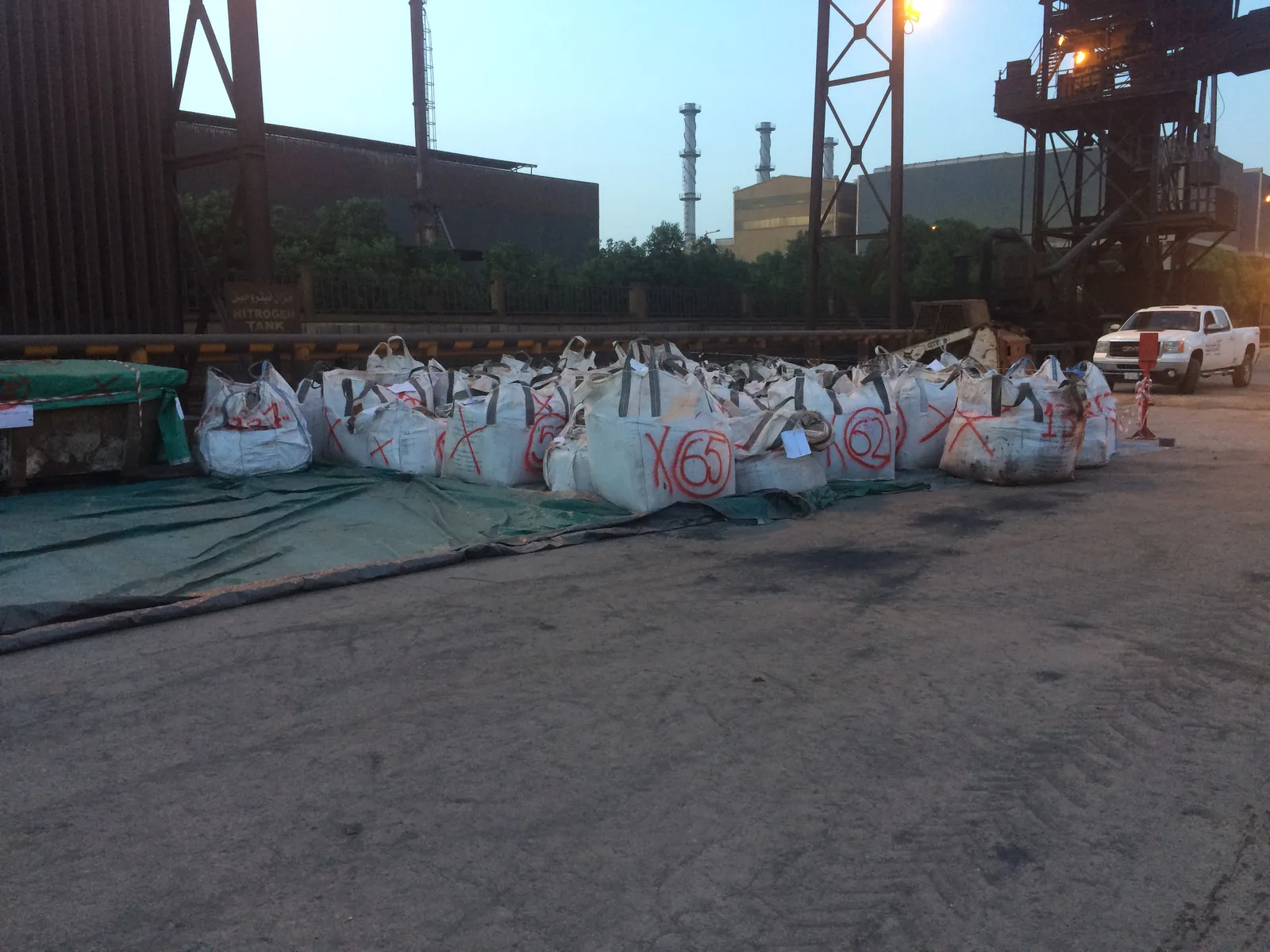 Packaged NORM waste at an industrial site