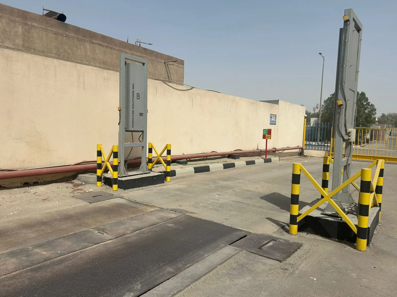 Radiation portal monitor (RPM) installed at a site entrance