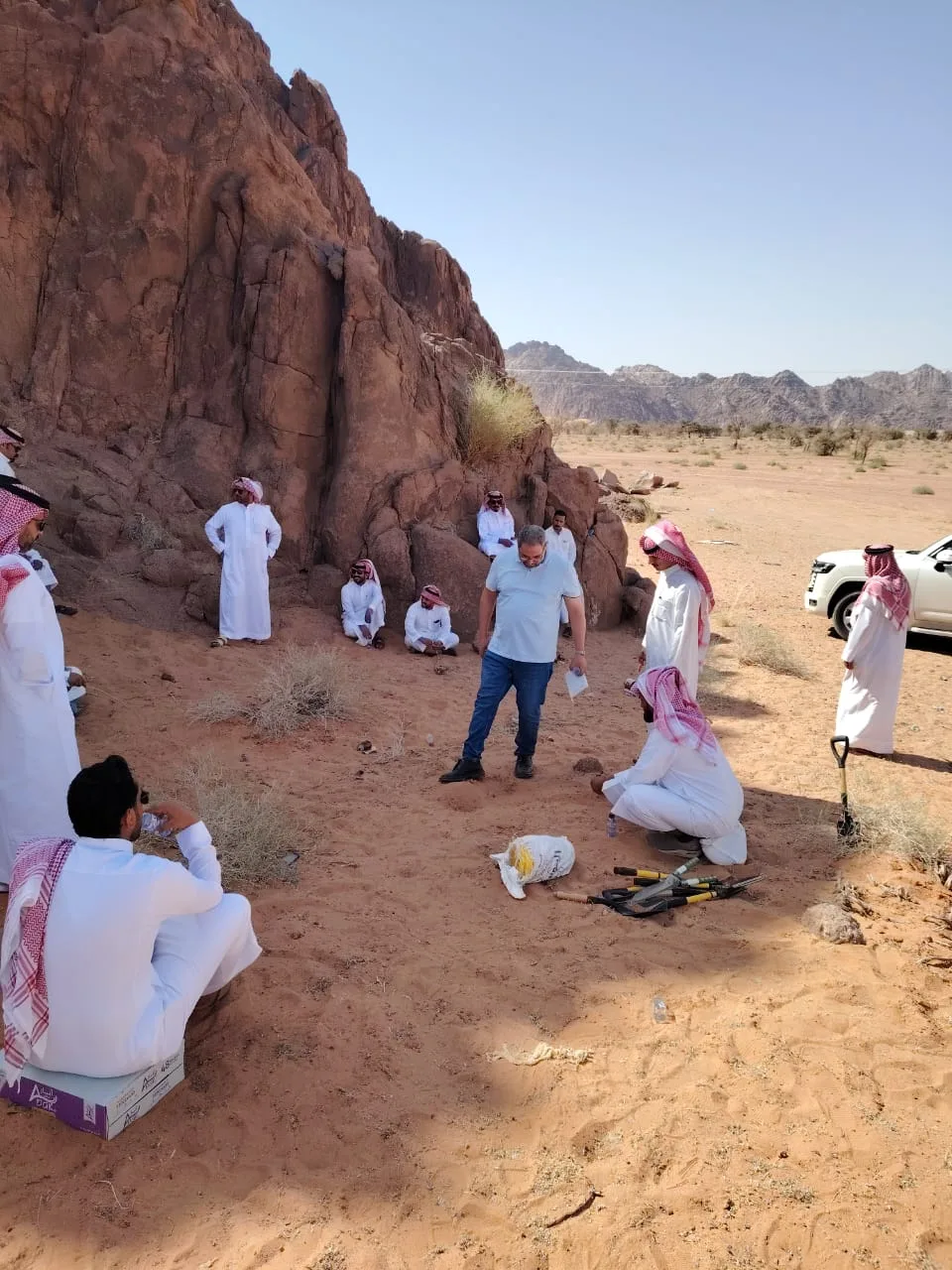 Trainees on a geological field expedition